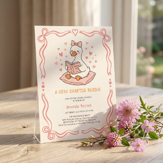 Ein neues Kapitel beginnt Gans Rosa Mädchen Baby S Einladung