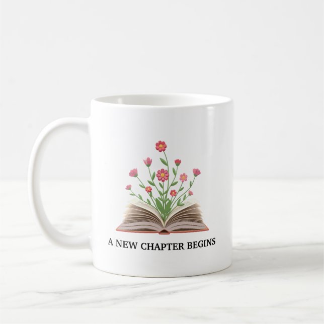 Ein neues Kapitel beginnt Glücklicher Ruhestand Kaffeetasse (Links)