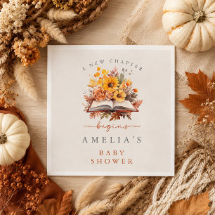 Ein neues Kapitel beginnt Herbst Floral Book Baby Serviette