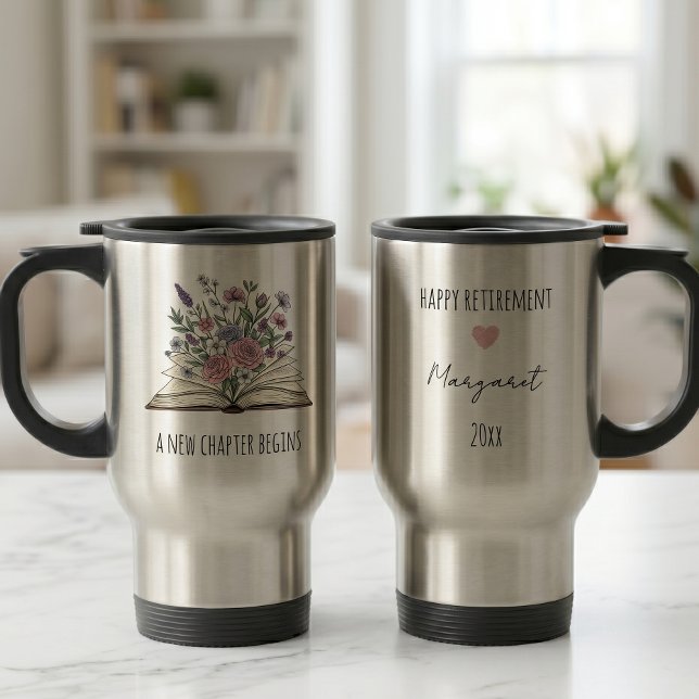 Ein neues Kapitel beginnt – Individuelle Blumenges Reisebecher (Von Creator hochgeladen)
