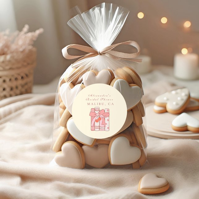 Ein neues Kapitel beginnt Kirschbogen-Rosa Brautpa Runder Aufkleber (Von Creator hochgeladen)