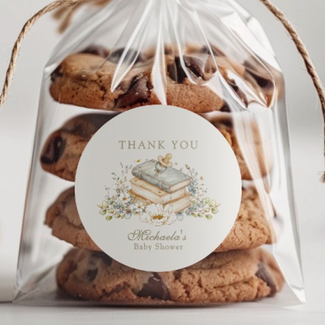 Ein neues Kapitel beginnt Landhaus-Buch-Thema Baby Runder Aufkleber (Von Creator hochgeladen)