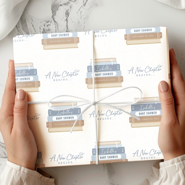 Ein neues Kapitel beginnt mit der Baby-Dusche für  Geschenkpapier (Von Creator hochgeladen)