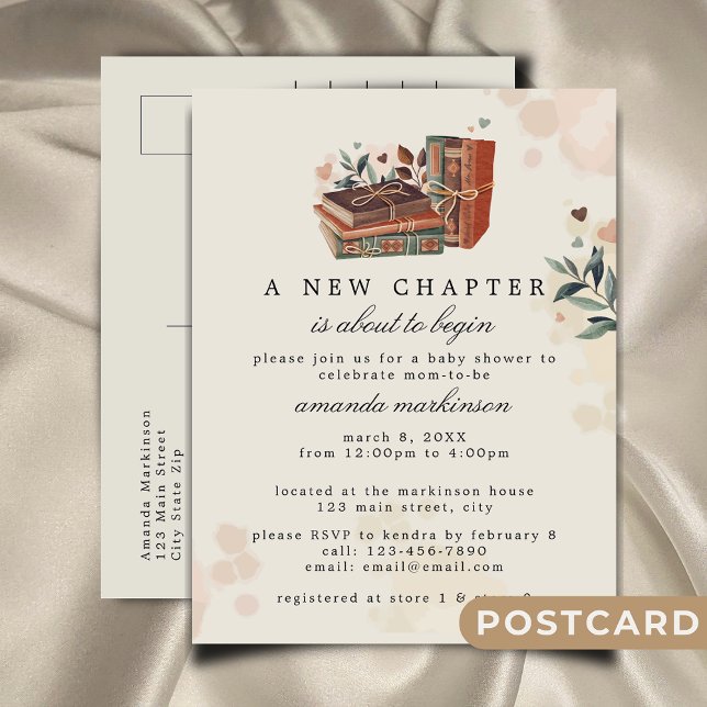 Ein neues Kapitel beginnt mit der Babydusche Postkarte (Von Creator hochgeladen)