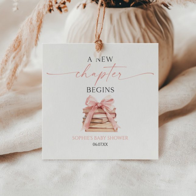 Ein neues Kapitel beginnt mit der Pink Bow Books B Geschenkanhänger (Von Creator hochgeladen)