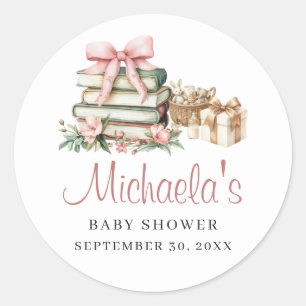 Ein neues Kapitel beginnt Pink Bow Books Baby Show Runder Aufkleber