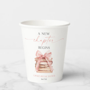 Ein neues Kapitel beginnt Pink Bow Books Brautpart Pappbecher