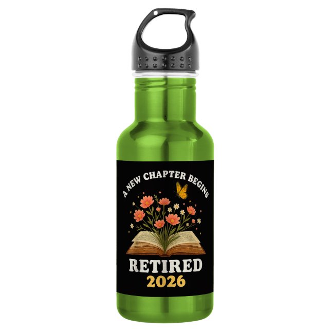Ein neues Kapitel beginnt Rentner 2026 Edelstahlflasche (Vorderseite)