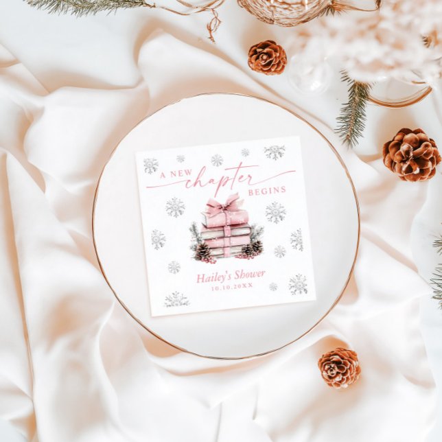 Ein neues Kapitel beginnt, rosa Schleife Winter-Ba Serviette (Von Creator hochgeladen)