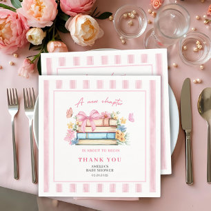 Ein neues Kapitel beginnt Vintage rosa Baby-Party  Serviette