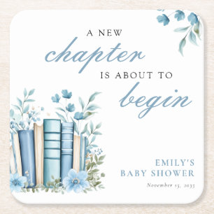 Ein neues Kapitel Blaues Babyshower Rechteckiger Pappuntersetzer