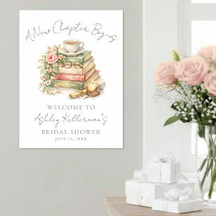 Ein neues Kapitel Blumige Hochzeitsdusche-Tafel Poster