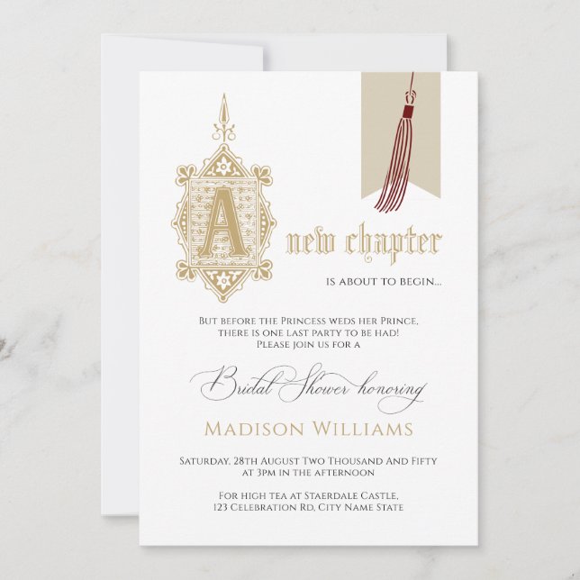 Ein neues Kapitel-Brautparty Einladung (Vorderseite)