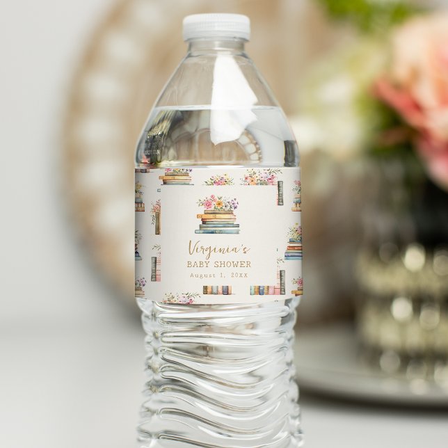 Ein neues Kapitel Bücher Kinderdusche Wasserflaschenetikett (A New Chapter Books Baby Shower Water Bottle Label by Painted Paperie
)