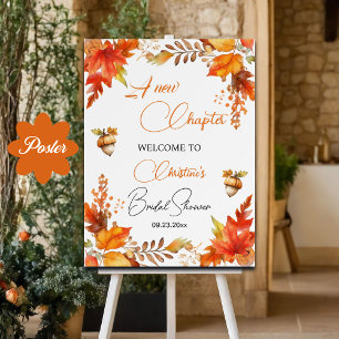 Ein neues Kapitel Fall Boho Floral-Brautparty Poster
