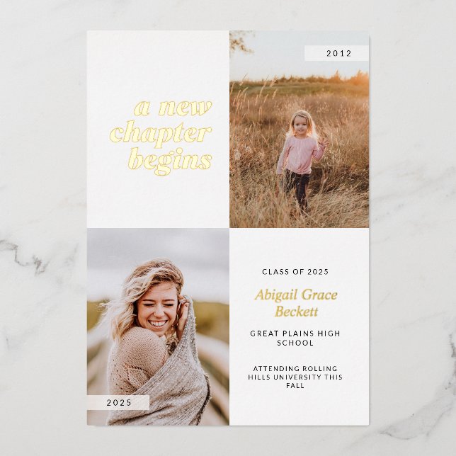 Ein neues Kapitel fängt Abschluss an Folieneinladung (Vorderseite)