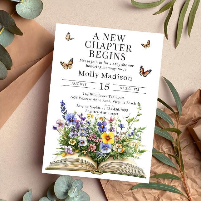 Ein neues Kapitel fängt Storybook Babydusche an Einladung (Von Creator hochgeladen)