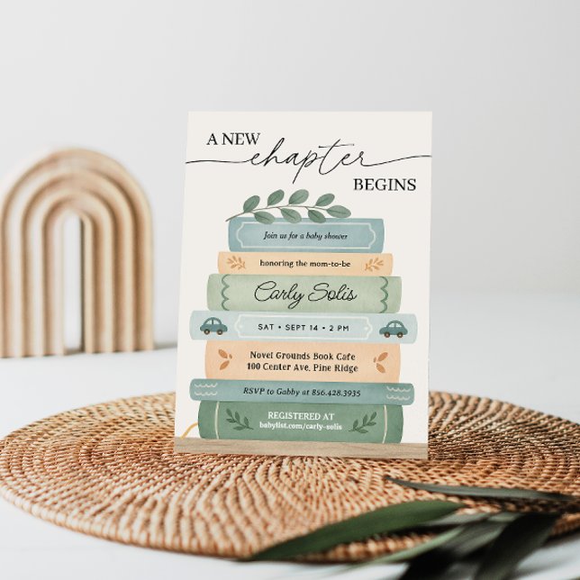 Ein neues Kapitel fängt Storybook Babydusche an Einladung (Von Creator hochgeladen)