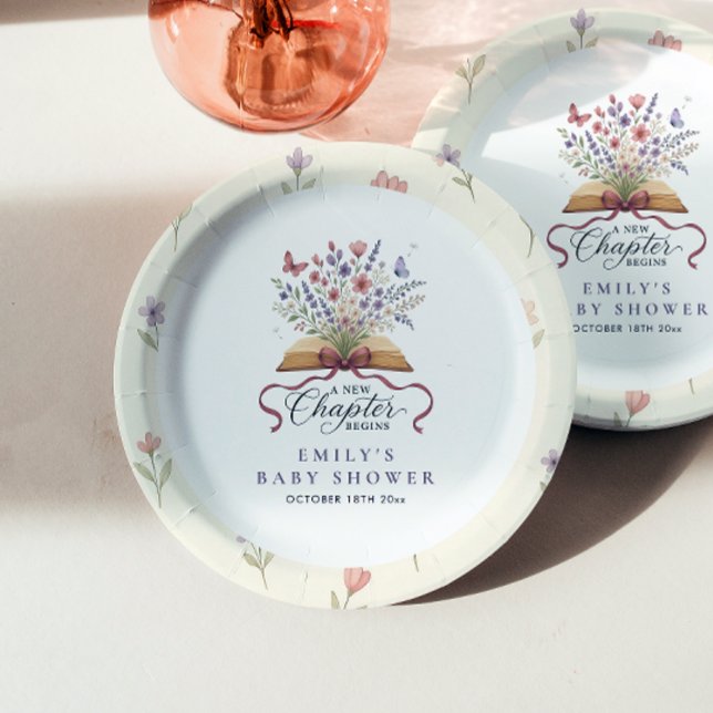 Ein neues Kapitel fängt Storybook Babydusche an Pappteller (Von Creator hochgeladen)