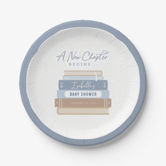 Ein neues Kapitel fängt Storybook Babydusche an Pappteller (Vorderseite)