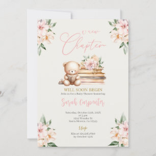 Ein neues Kapitel fängt Teddy Bear Baby Shower Gir Einladung