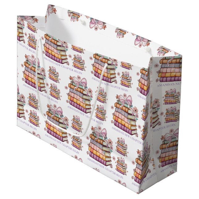 Ein neues Kapitel-Geschichte-Brautparty Große Geschenktüte (Vorderseite Schrägansicht)