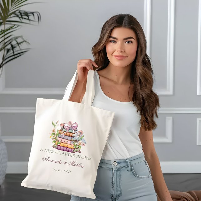 Ein neues Kapitel-Geschichte-Brautparty Tragetasche (Von Creator hochgeladen)