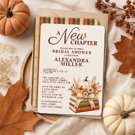 Ein neues Kapitel Herbst-Pumpkin-Bücher-Brautabsch Einladung