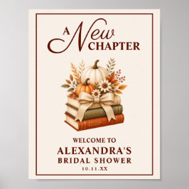 Ein neues Kapitel Herbst-Pumpkin-Bücher Brautparty Poster