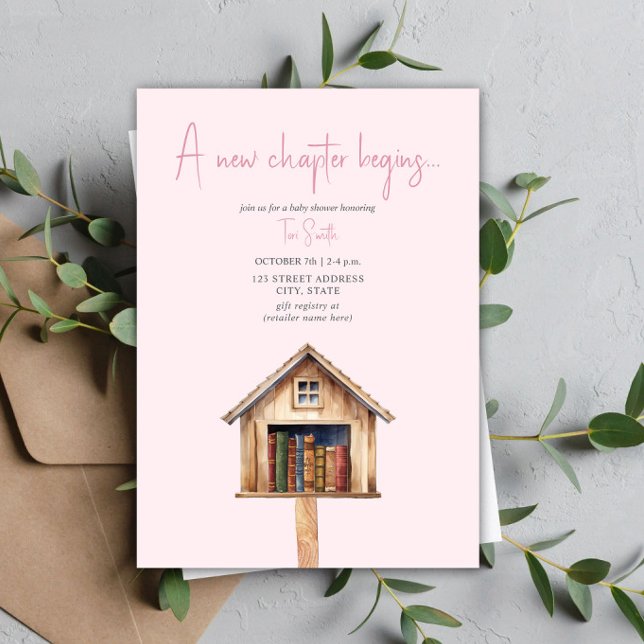 Ein neues Kapitel Mini Bibliothek Bücher Kinderdus Einladung (Von Creator hochgeladen)