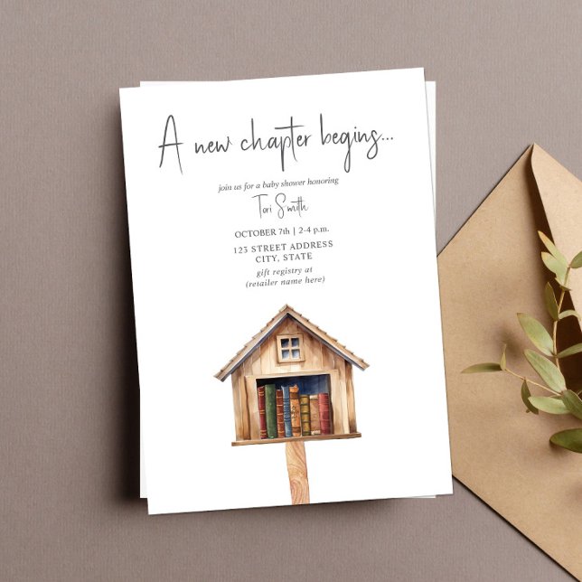 Ein neues Kapitel Mini Library Bücher Kinderdusche Einladung (Von Creator hochgeladen)