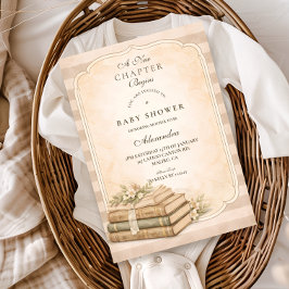 Ein neues Kapitel Vintage Bücher Babyparty Einladung