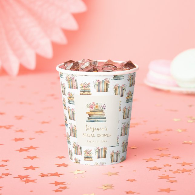 Ein neues Kapitel-Wildblume-Brautparty Pappbecher (A New Chapter Wildflower Books Bridal Shower Paper Cups by Painted Paperie
)