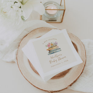 Ein neues Kapitel Wildflower Bücher Babyparty Serviette