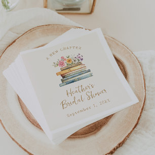 Ein neues Kapitel Wildflower Bücher Brautparty Serviette