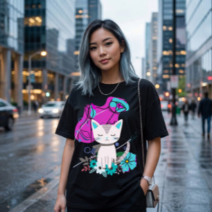 Ein neues trendiges bunter Katzenliebhaber-Design T-Shirt