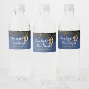 Ein neugeborener Star Night Sky Bär auf Moon Baby Wasserflaschenetikett