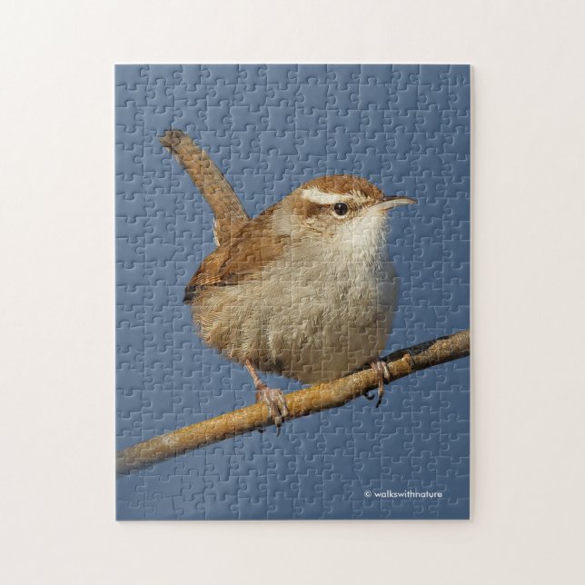 Ein neugieriger Bewick's Wren im Baum Puzzle (Vertikal)