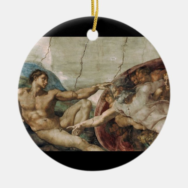 Ein neugieriger Gott Keramikornament (Vorne)