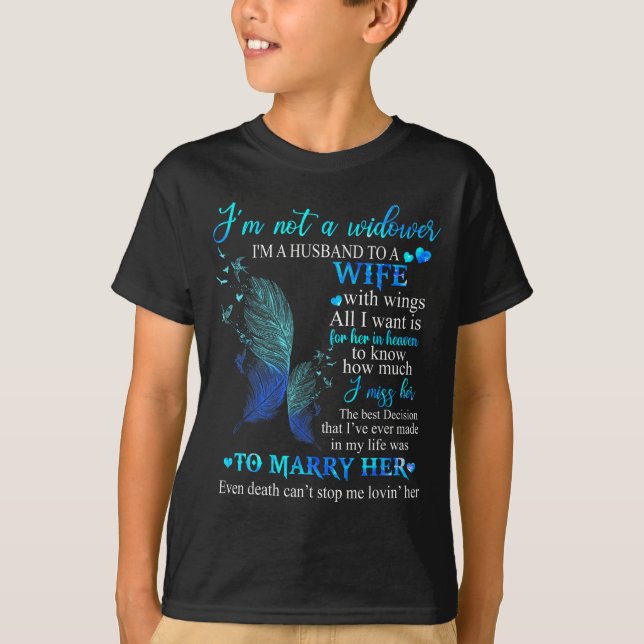 Ein Nicht Witwer Ehemann Frau Flügel T-Shirt (Vorderseite)