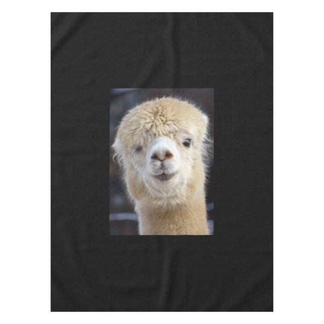 Ein niedlich flauschiges Alpaca-Gesicht Tischdecke (Vorderseite)