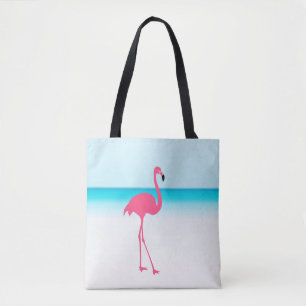 Ein niedlich rosa Flamingo am Strand