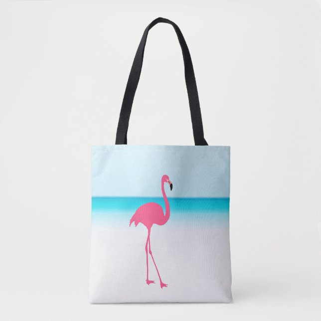 Ein niedlich rosa Flamingo am Strand (Vorderseite)