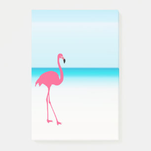 Ein niedlich rosa Flamingo am Strand Post-it Klebezettel