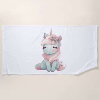 Ein niedlich schönes, stolzes Einhorn Strandtuch