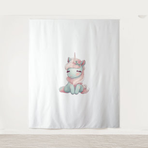 Ein niedlich schönes, stolzes Einhorn Wandteppich
