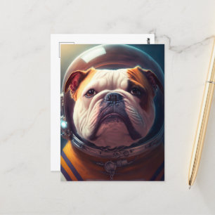 Ein niedlicher Astronaut Bulldog Postkarte