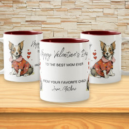 ein niedlicher Chihuahua auf einer Valentintagskar Zweifarbige Tasse