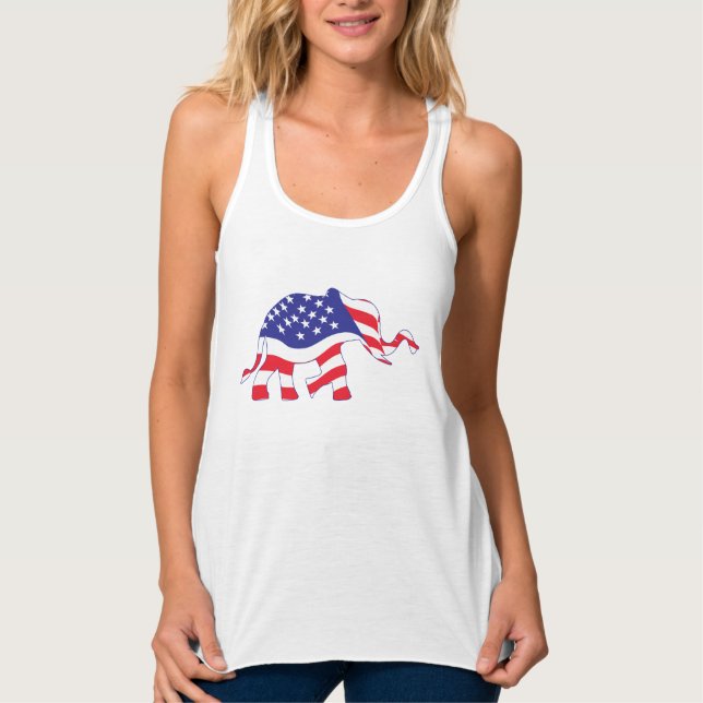 ein niedlicher Elefant aus der US-Flagge Tank Top (Vorderseite)