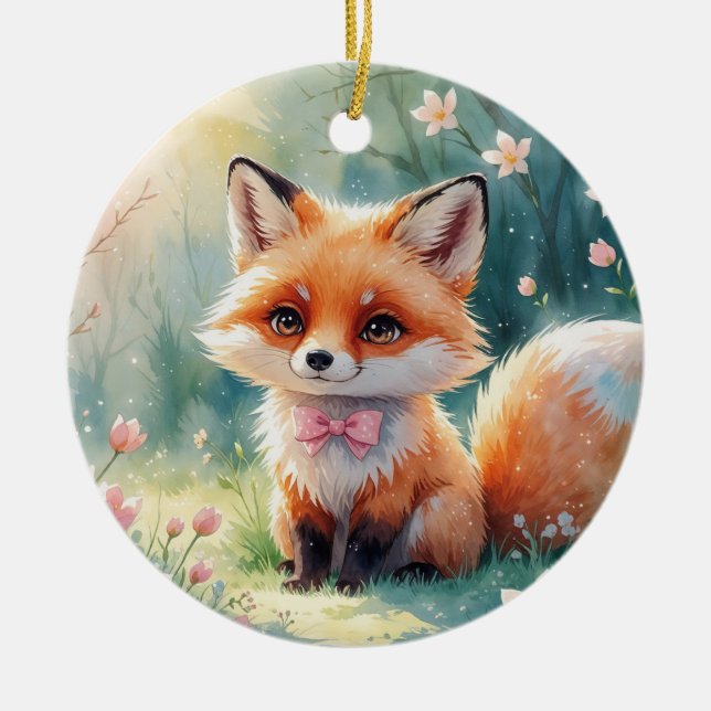 Ein Niedlicher Fuchs Keramik Ornament (Vorne)